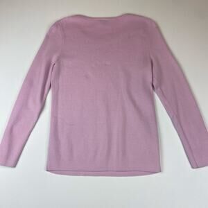 Talbots Cable Knit Button Cuff Sweater Pink Lilac Lightweight Spring Petite Med